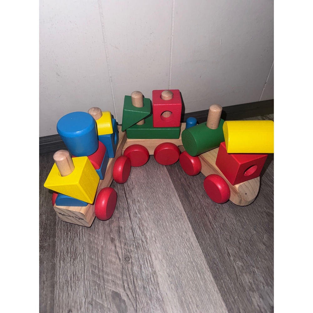 Melissa & Doug Stacking Train Wooden Classic Toy 15 Blocks Interlocking Cars